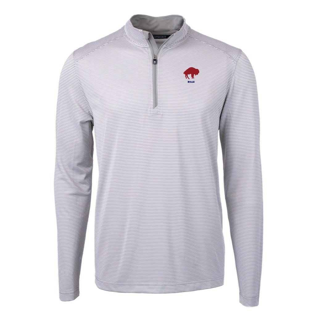 Cutter & Buck Big & Tall Virtue Eco Pique Micro Stripe Tri-Blend Quarter-Zip Jacket - Buffalo Bills