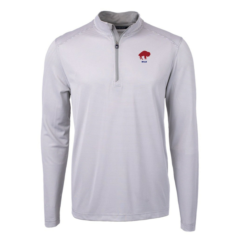Cutter & Buck Big & Tall Virtue Eco Pique Micro Stripe Tri-Blend Quarter-Zip Jacket - Buffalo Bills