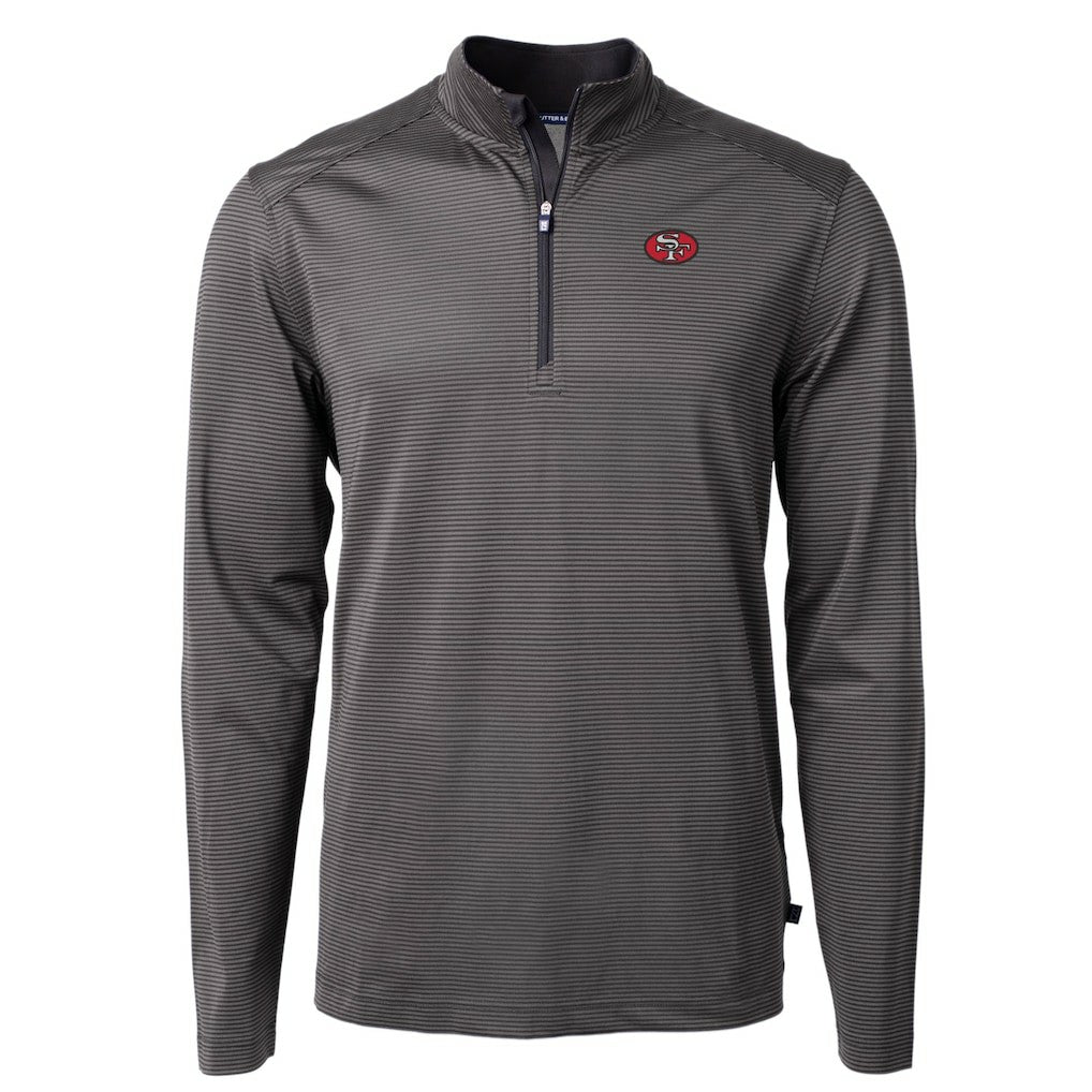Cutter & Buck Big & Tall Virtue Eco Pique Micro Stripe Tri-Blend Quarter-Zip Jacket - San Francisco 49ers