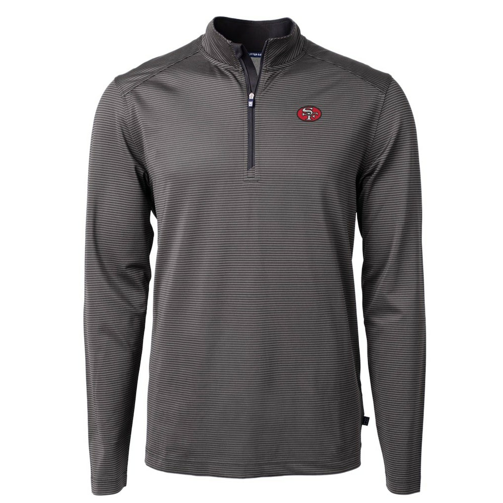 Cutter & Buck Big & Tall Virtue Eco Pique Micro Stripe Tri-Blend Quarter-Zip Jacket - San Francisco 49ers