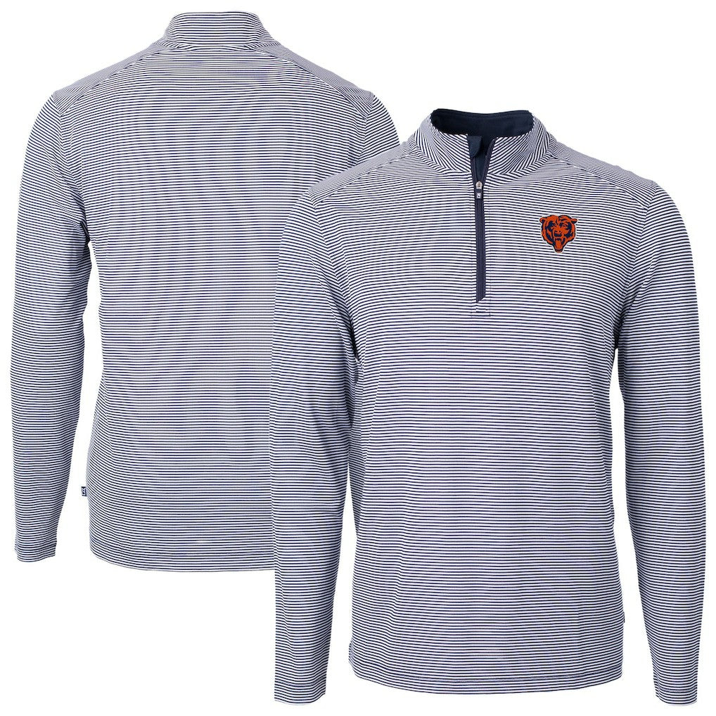 Cutter & Buck Big & Tall Virtue Eco Pique Micro Stripe Tri-Blend Quarter-Zip Jacket - Chicago Bears