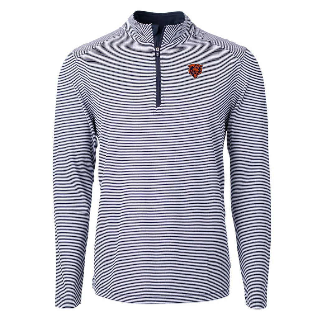 Cutter & Buck Big & Tall Virtue Eco Pique Micro Stripe Tri-Blend Quarter-Zip Jacket - Chicago Bears