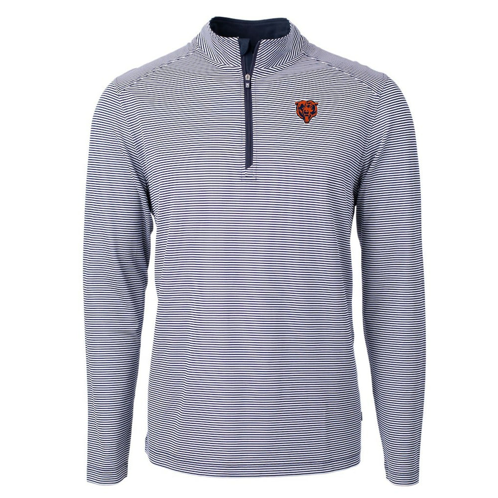 Cutter & Buck Big & Tall Virtue Eco Pique Micro Stripe Tri-Blend Quarter-Zip Jacket - Chicago Bears