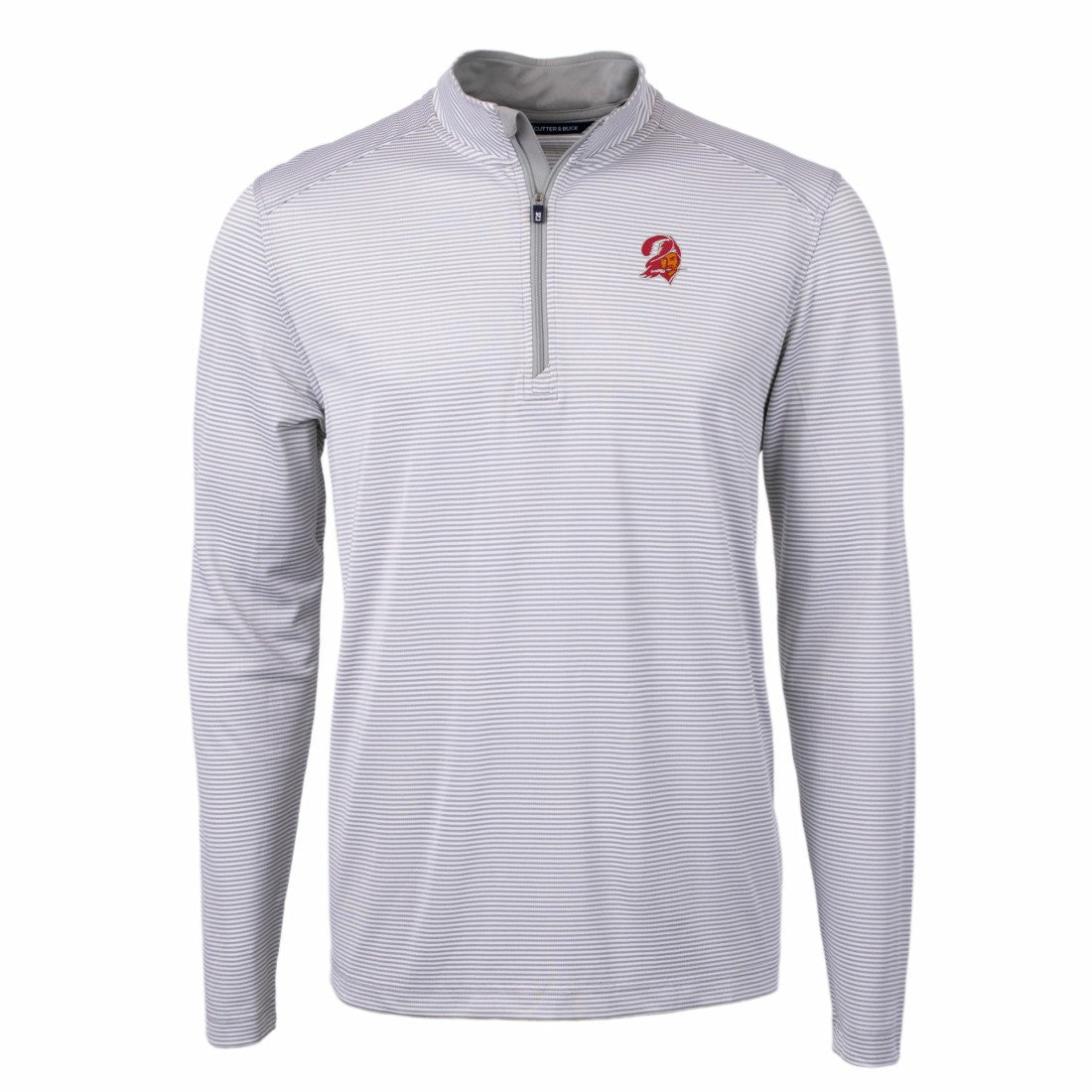 Cutter & Buck Big & Tall Virtue Eco Pique Micro Stripe Tri-Blend Quarter-Zip Jacket - Tampa Bay Buccaneers
