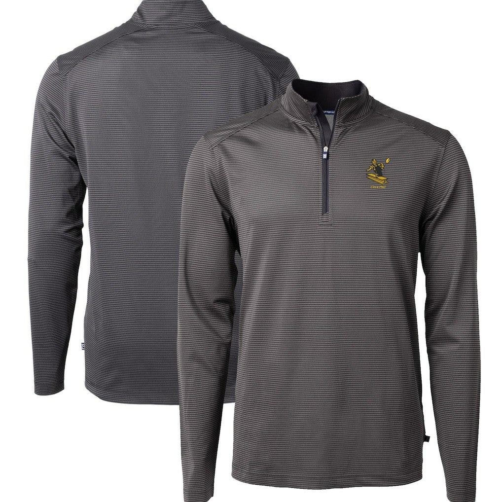 Cutter & Buck Big & Tall Virtue Eco Pique Micro Stripe Tri-Blend Quarter-Zip Jacket - Pittsburgh Steelers