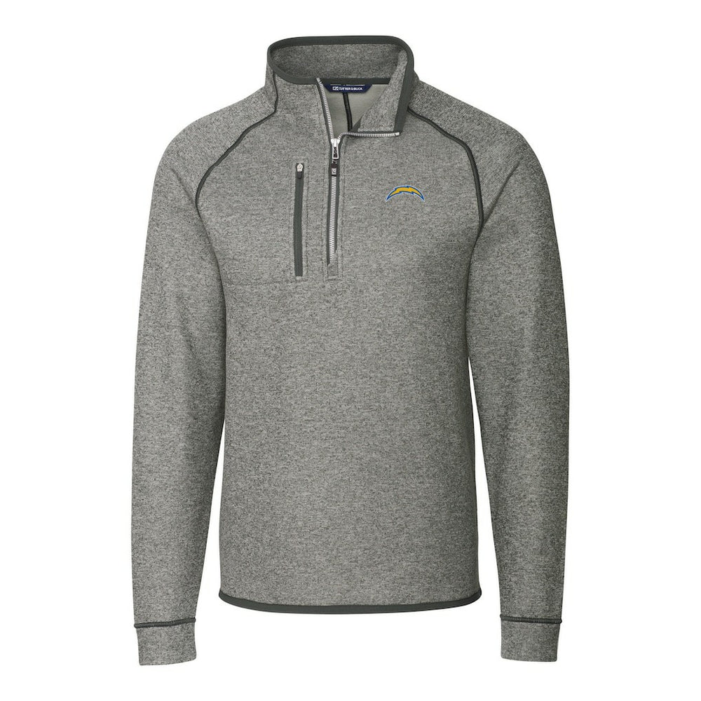 Cutter & Buck Big & Tall Mainsail Sweater-Knit Raglan Half-Zip Jacket - Los Angeles Chargers