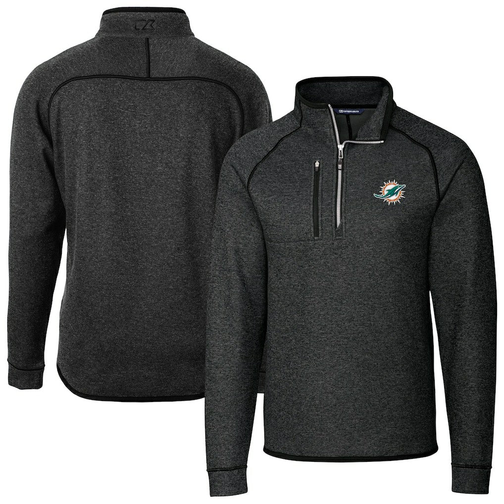 Cutter & Buck Big & Tall Mainsail Sweater-Knit Half-Zip Jacket - Miami Dolphins