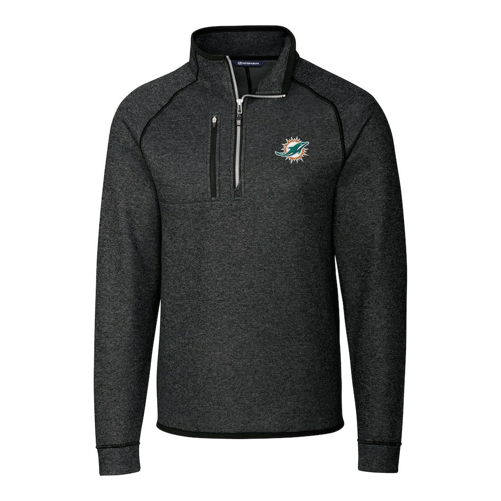 Cutter & Buck Big & Tall Mainsail Sweater-Knit Half-Zip Jacket - Miami Dolphins