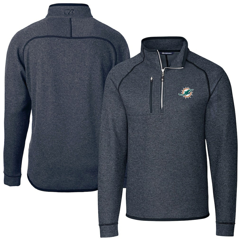 Cutter & Buck Big & Tall Mainsail Sweater-Knit Half-Zip Jacket - Miami Dolphins