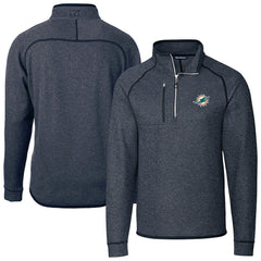 Cutter & Buck Big & Tall Mainsail Sweater-Knit Half-Zip Jacket - Miami Dolphins