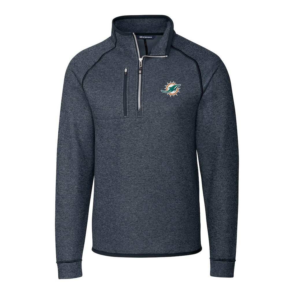 Cutter & Buck Big & Tall Mainsail Sweater-Knit Half-Zip Jacket - Miami Dolphins