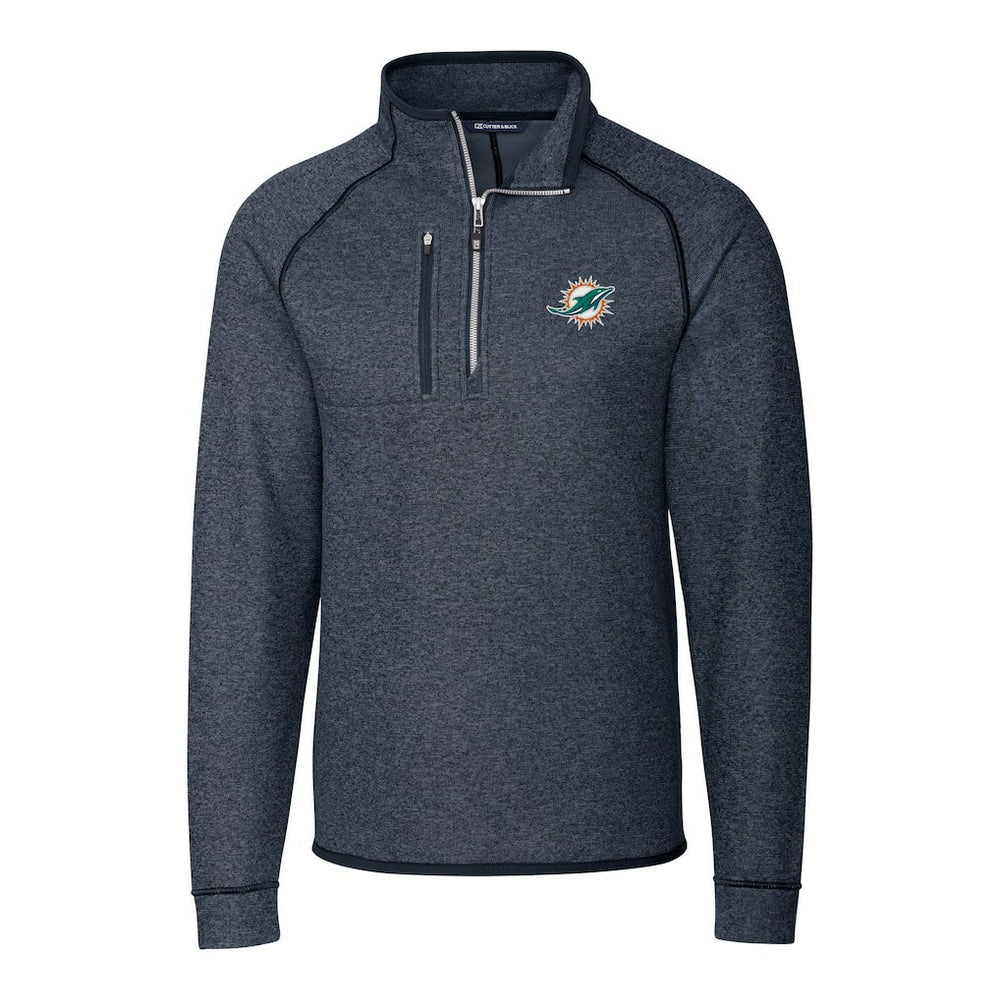 Cutter & Buck Big & Tall Mainsail Sweater-Knit Half-Zip Jacket - Miami Dolphins