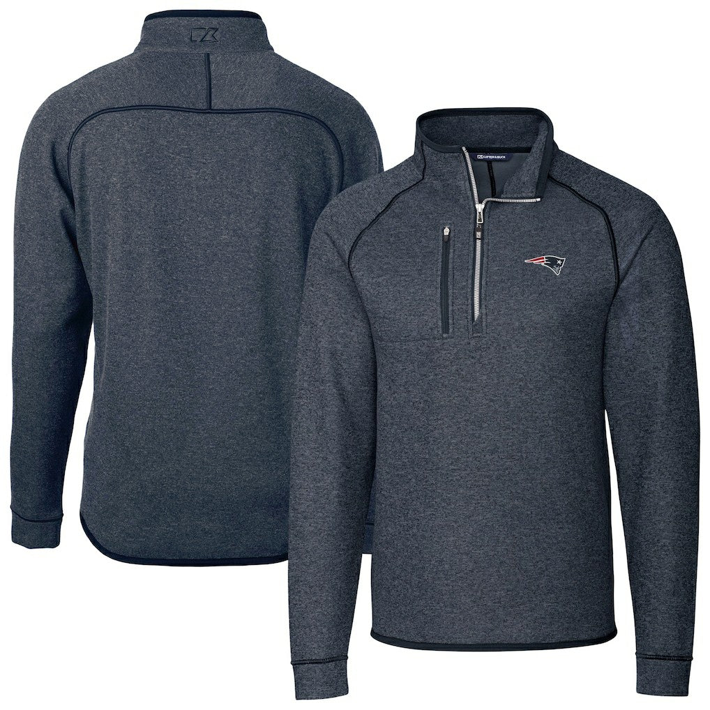 Cutter & Buck Big & Tall Mainsail Sweater-Knit Half-Zip Jacket - New England Patriots