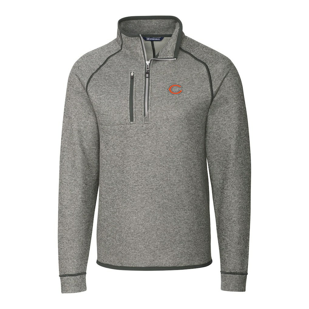 Cutter & Buck Big & Tall Mainsail Sweater-Knit Half-Zip Jacket - Chicago Bears