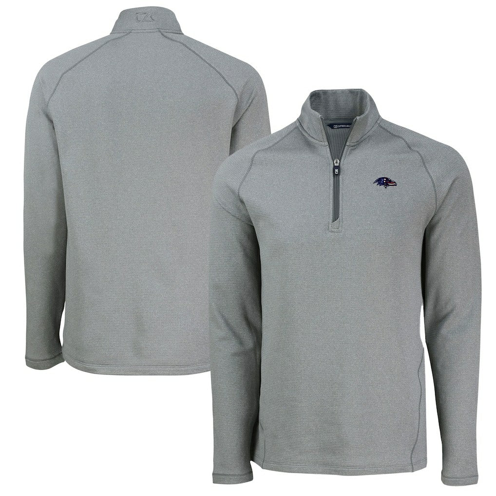 Cutter & Buck Peshastin Eco Fleece Tri-Blend Raglan Recycled Quarter-Zip Jacket - Baltimore Ravens