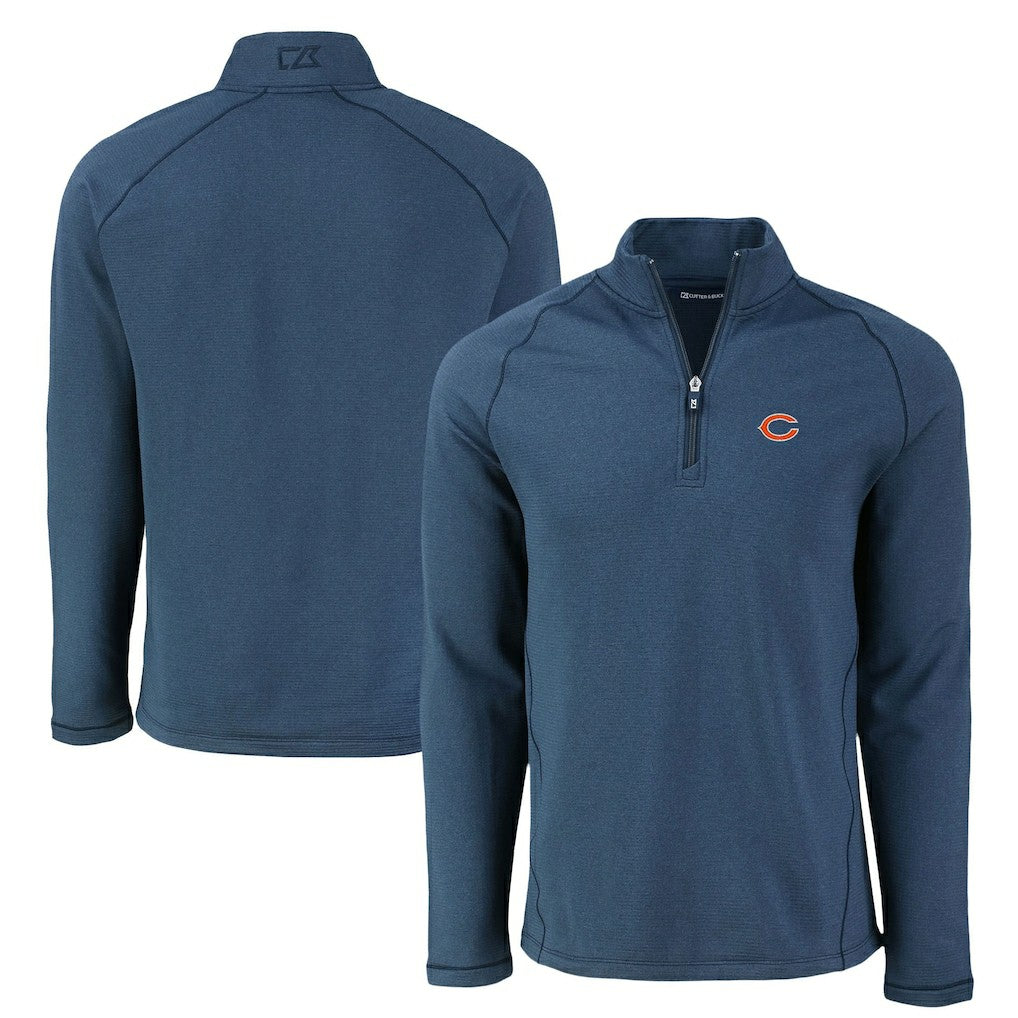 Cutter & Buck Peshastin Eco Fleece Tri-Blend Raglan Recycled Quarter-Zip Jacket - Chicago Bears