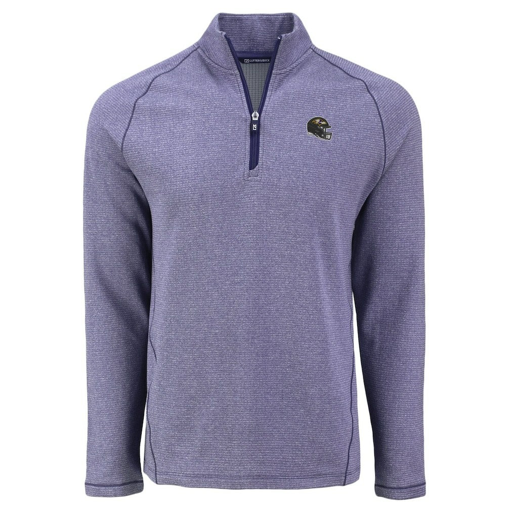 Cutter & Buck Peshastin Eco Fleece Tri-Blend Raglan Recycled Quarter-Zip Jacket - Baltimore Ravens