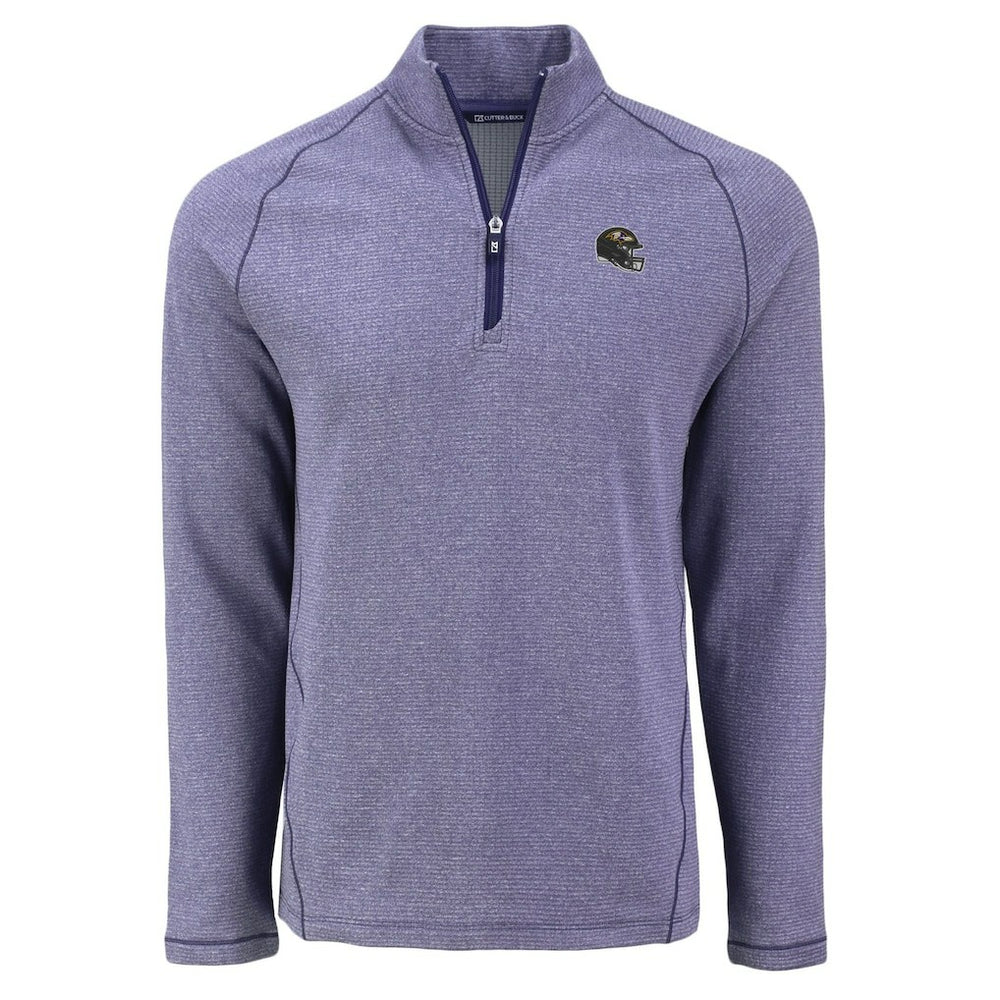 Cutter & Buck Peshastin Eco Fleece Tri-Blend Raglan Recycled Quarter-Zip Jacket - Baltimore Ravens