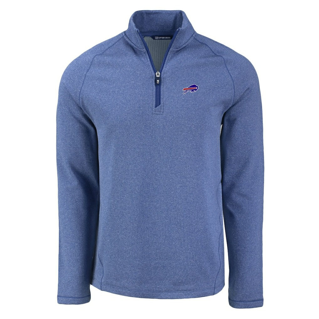Cutter & Buck Peshastin Eco Fleece Tri-Blend Raglan Recycled Quarter-Zip Jacket - Buffalo Bills