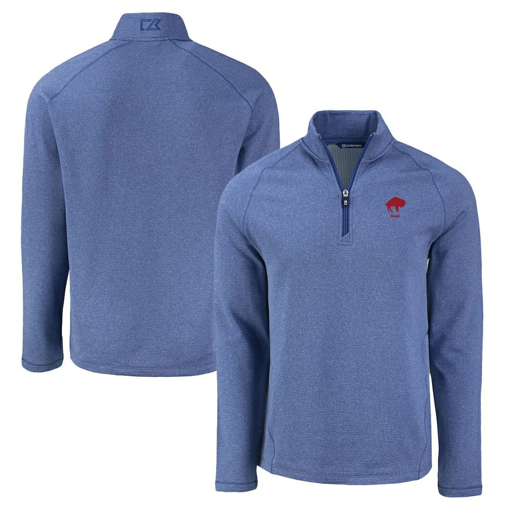 Cutter & Buck Peshastin Eco Fleece Tri-Blend Raglan Recycled Quarter-Zip Jacket - Buffalo Bills