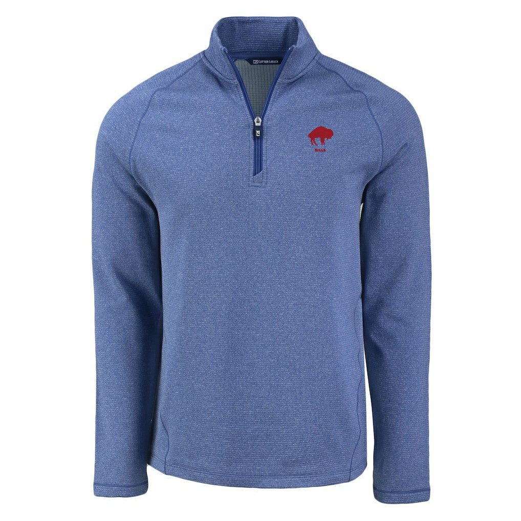 Cutter & Buck Peshastin Eco Fleece Tri-Blend Raglan Recycled Quarter-Zip Jacket - Buffalo Bills