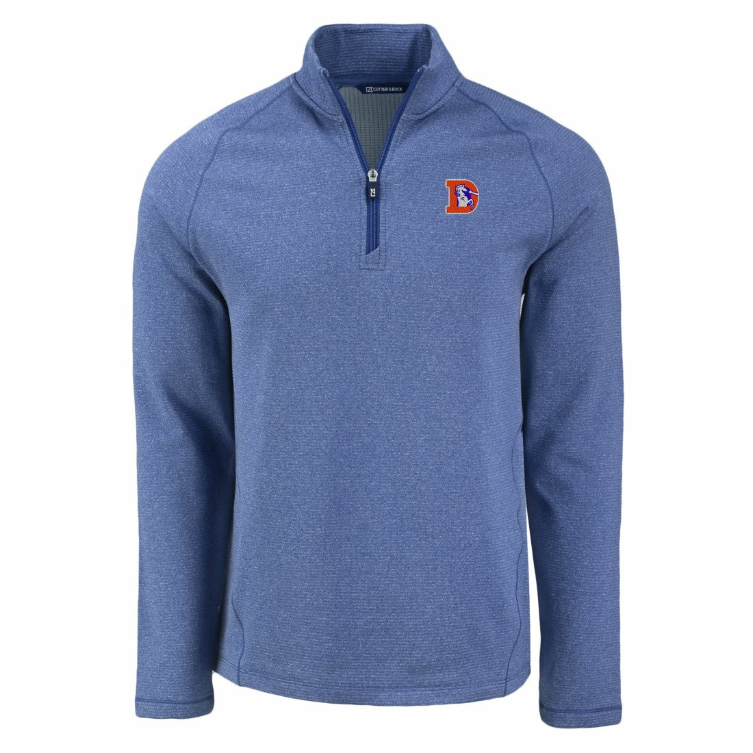 Cutter & Buck Peshastin Eco Fleece Tri-Blend Raglan Recycled Quarter-Zip Jacket - Denver Broncos