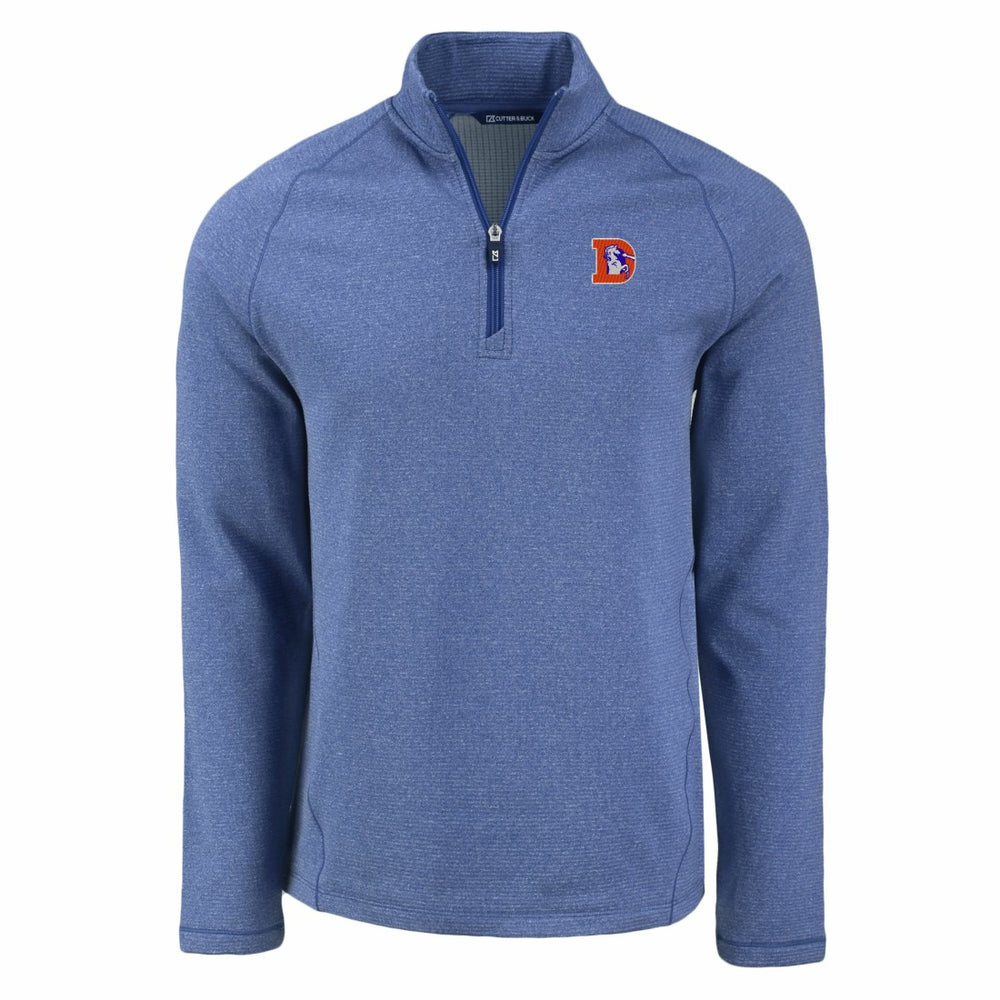 Cutter & Buck Peshastin Eco Fleece Tri-Blend Raglan Recycled Quarter-Zip Jacket - Denver Broncos