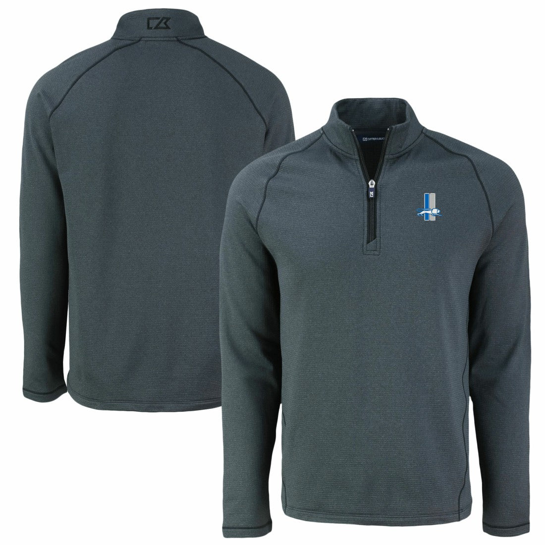 Cutter & Buck Peshastin Eco Fleece Tri-Blend Raglan Recycled Quarter-Zip Jacket - Detroit Lions