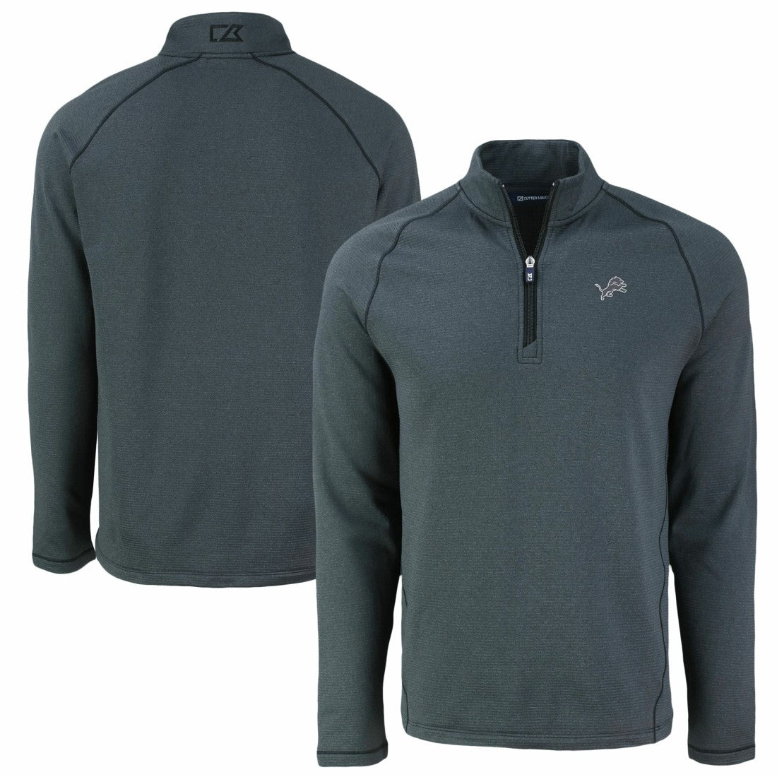 Cutter & Buck Peshastin Eco Fleece Tri-Blend Raglan Recycled Quarter-Zip Jacket - Detroit Lions