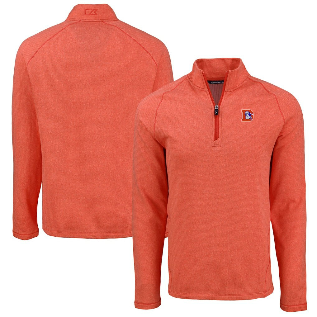 Cutter & Buck Peshastin Eco Fleece Tri-Blend Raglan Recycled Quarter-Zip Jacket - Denver Broncos