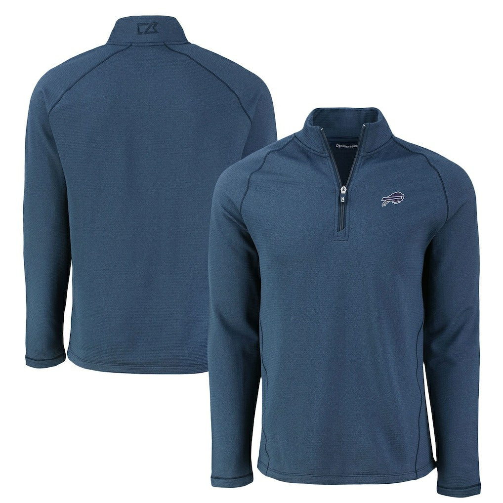 Cutter & Buck Peshastin Eco Fleece Tri-Blend Raglan Recycled Quarter-Zip Jacket - Buffalo Bills