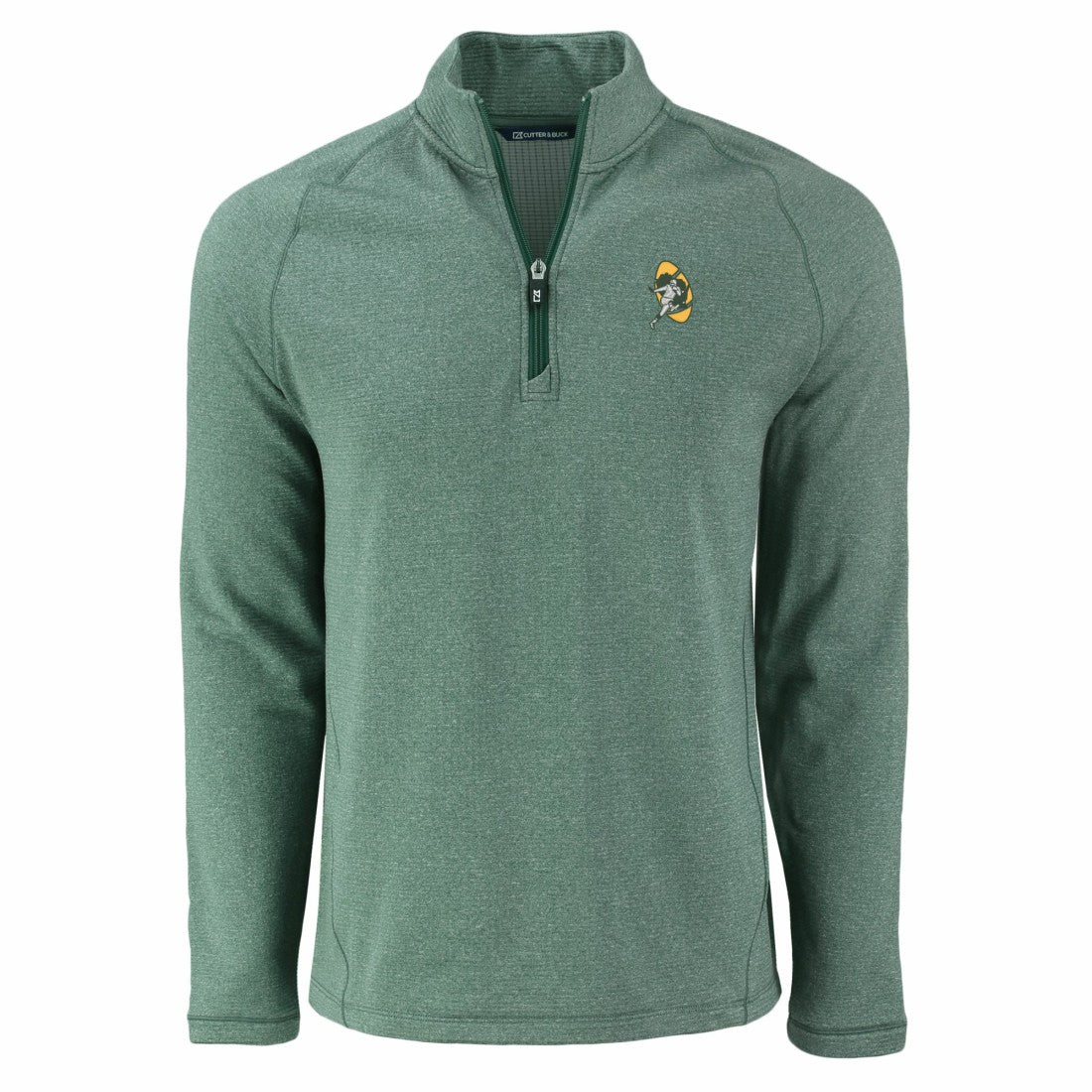 Cutter & Buck Peshastin Eco Fleece Tri-Blend Raglan Recycled Quarter-Zip Jacket - Green Bay Packers