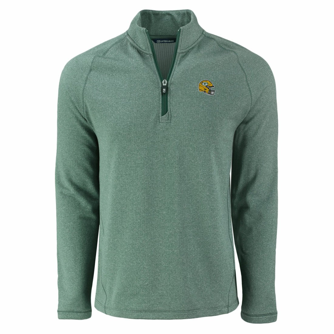 Cutter & Buck Peshastin Eco Fleece Tri-Blend Raglan Recycled Quarter-Zip Jacket - Green Bay Packers