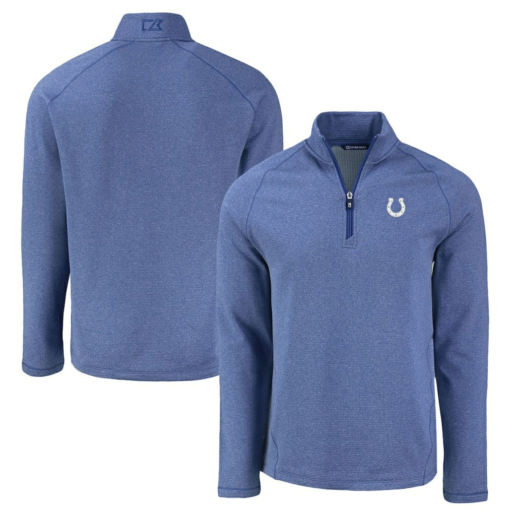 Cutter & Buck Peshastin Eco Fleece Tri-Blend Raglan Recycled Quarter-Zip Jacket - Indianapolis Colts