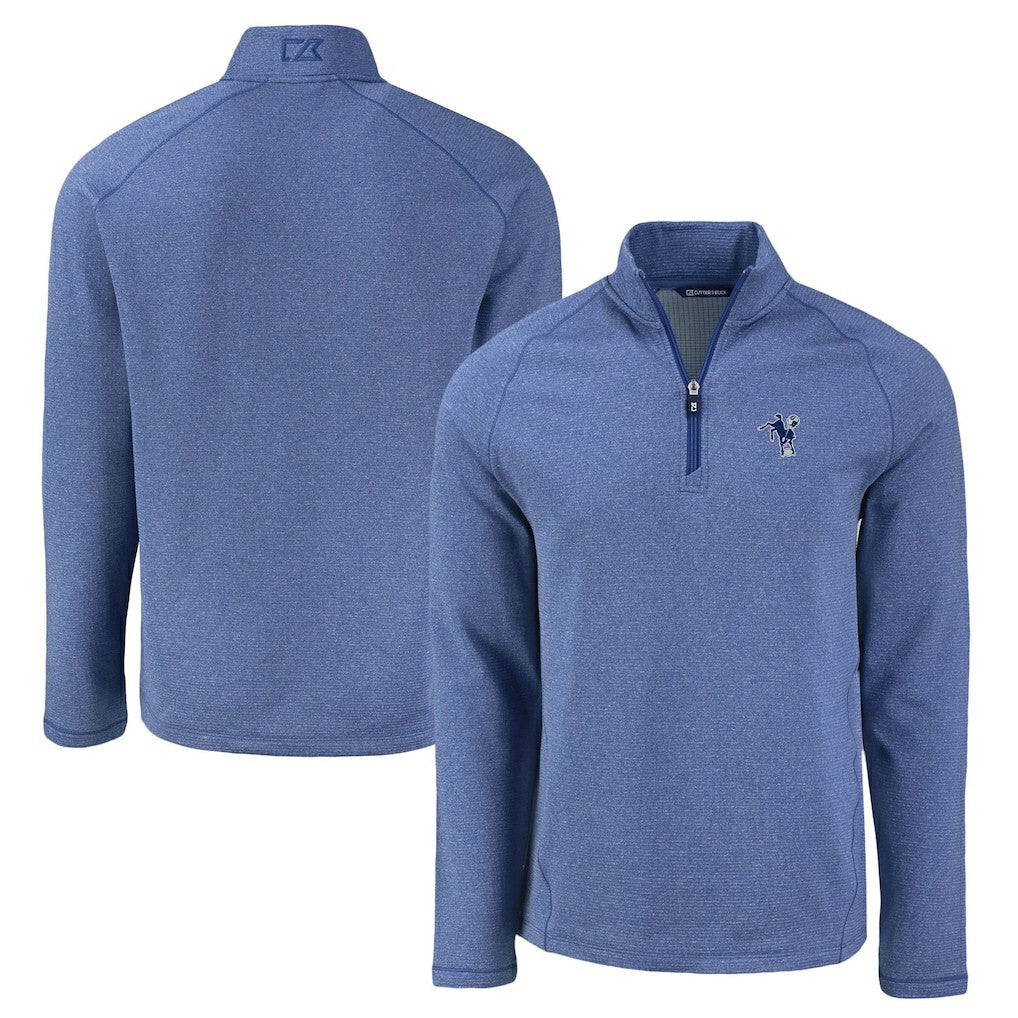 Cutter & Buck Peshastin Eco Fleece Tri-Blend Raglan Recycled Quarter-Zip Jacket - Indianapolis Colts