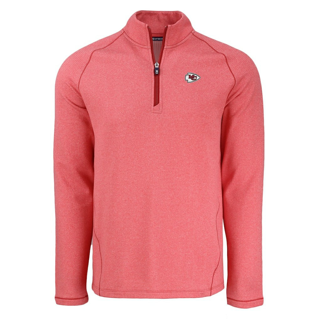 Cutter & Buck Peshastin Eco Fleece Tri-Blend Raglan Recycled Quarter-Zip Jacket - Kansas City Chiefs