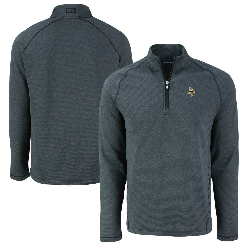 Cutter & Buck Peshastin Eco Fleece Tri-Blend Raglan Recycled Quarter-Zip Jacket - Minnesota Vikings