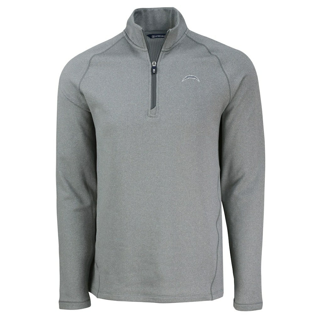 Cutter & Buck Peshastin Eco Fleece Tri-Blend Raglan Recycled Quarter-Zip Jacket - Los Angeles Chargers