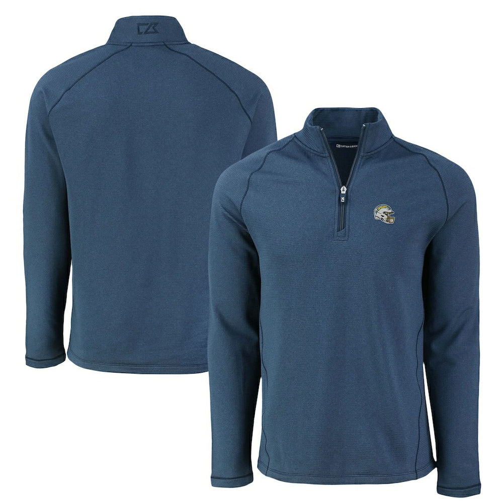 Cutter & Buck Peshastin Eco Fleece Tri-Blend Raglan Recycled Quarter-Zip Jacket - Los Angeles Chargers