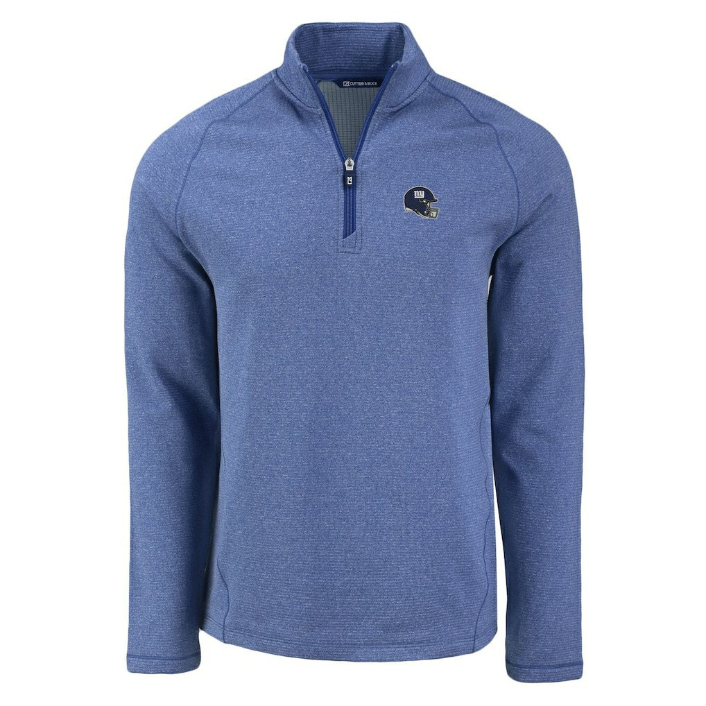 Cutter & Buck Peshastin Eco Fleece Tri-Blend Raglan Recycled Quarter-Zip Jacket - New York Giants