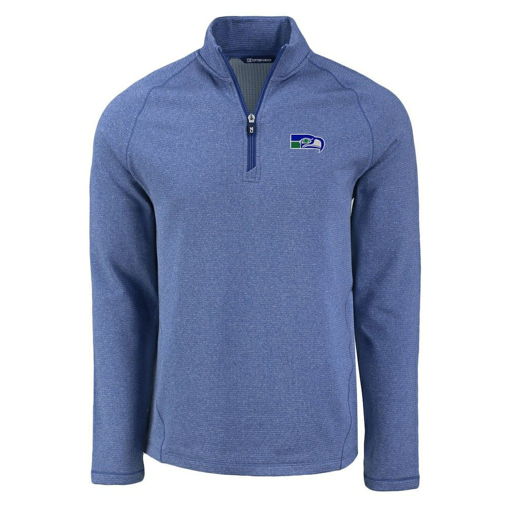 Cutter & Buck Peshastin Eco Fleece Tri-Blend Raglan Recycled Quarter-Zip Jacket - Seattle Seahawks
