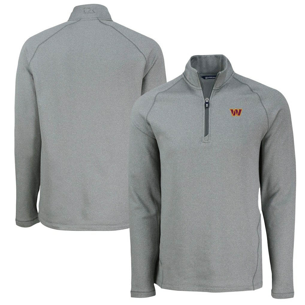 Cutter & Buck Peshastin Eco Fleece Tri-Blend Raglan Recycled Quarter-Zip Jacket - Washington Commanders