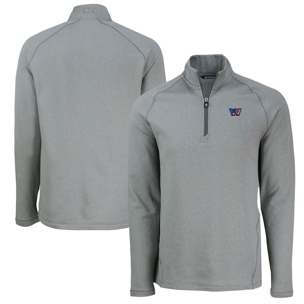 Cutter & Buck Peshastin Eco Fleece Tri-Blend Raglan Recycled Quarter-Zip Jacket - Washington Commanders