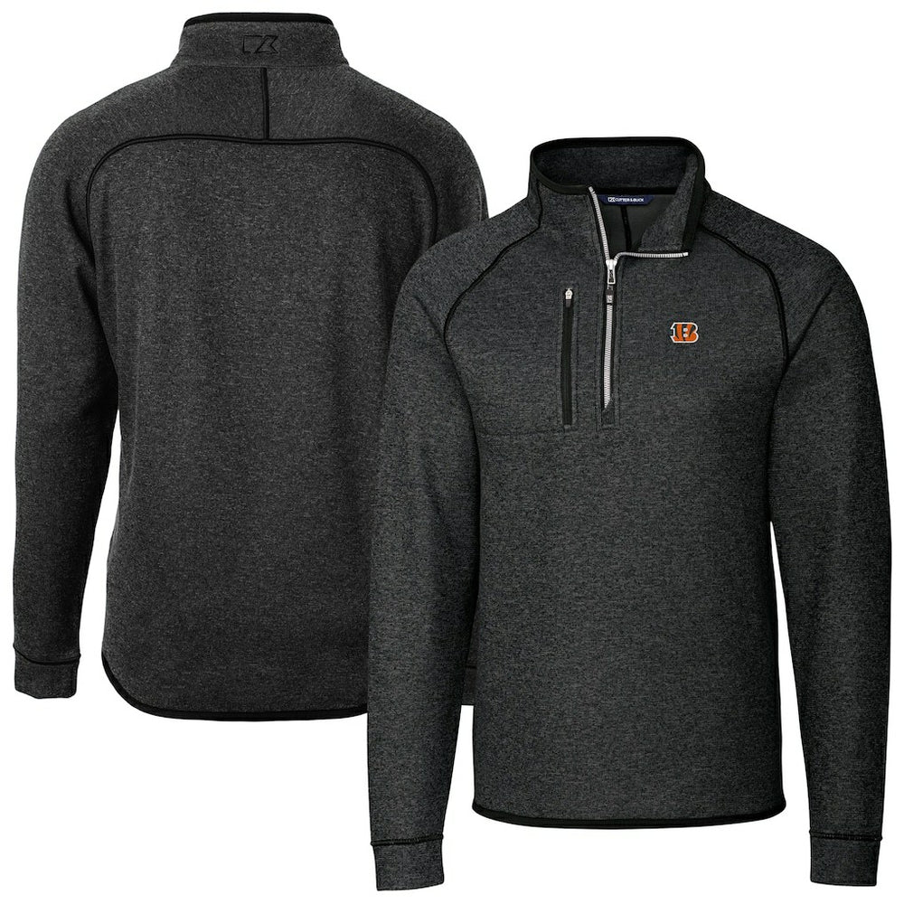 Cutter & Buck Big & Tall Mainsail Sweater-Knit Raglan Half-Zip Jacket - Cincinnati Bengals
