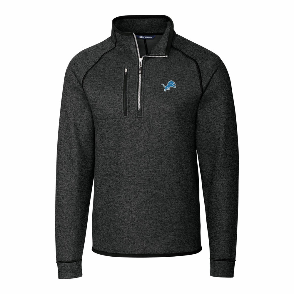 Cutter & Buck Big & Tall Mainsail Sweater-Knit Raglan Half-Zip Jacket - Detroit Lions