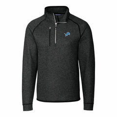 Cutter & Buck Big & Tall Mainsail Sweater-Knit Raglan Half-Zip Jacket - Detroit Lions