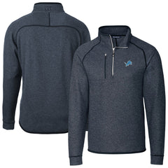 Cutter & Buck Big & Tall Mainsail Sweater-Knit Raglan Half-Zip Jacket - Detroit Lions