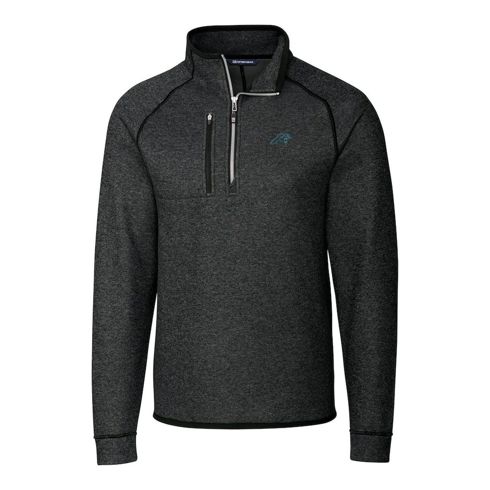 Cutter & Buck Big & Tall Mainsail Sweater-Knit Raglan Half-Zip Jacket - Carolina Panthers