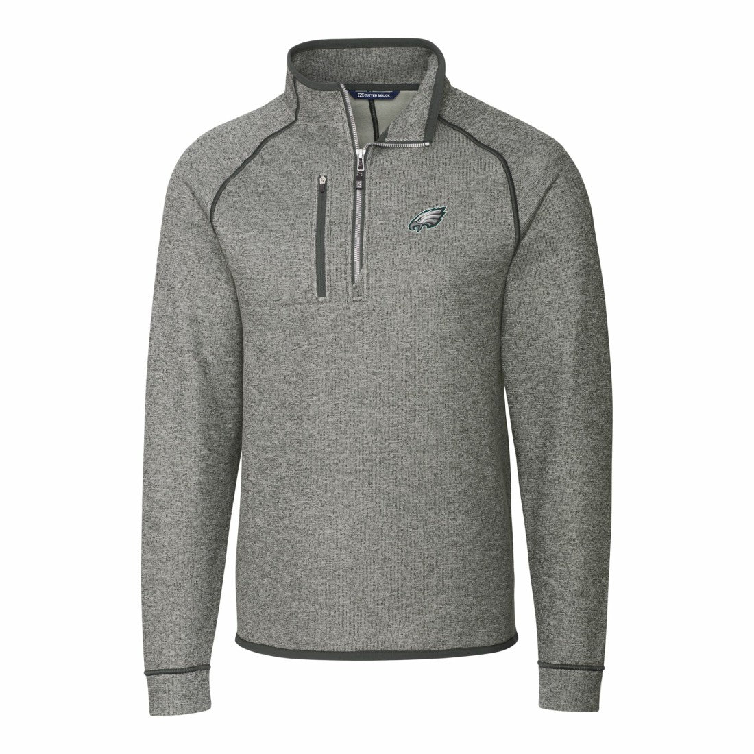 Cutter & Buck Big & Tall Mainsail Sweater-Knit Raglan Half-Zip Jacket - Philadelphia Eagles