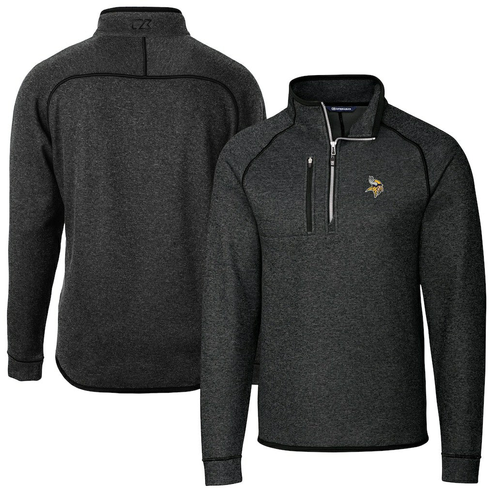 Cutter & Buck Big & Tall Mainsail Sweater-Knit Raglan Half-Zip Jacket - Minnesota Vikings